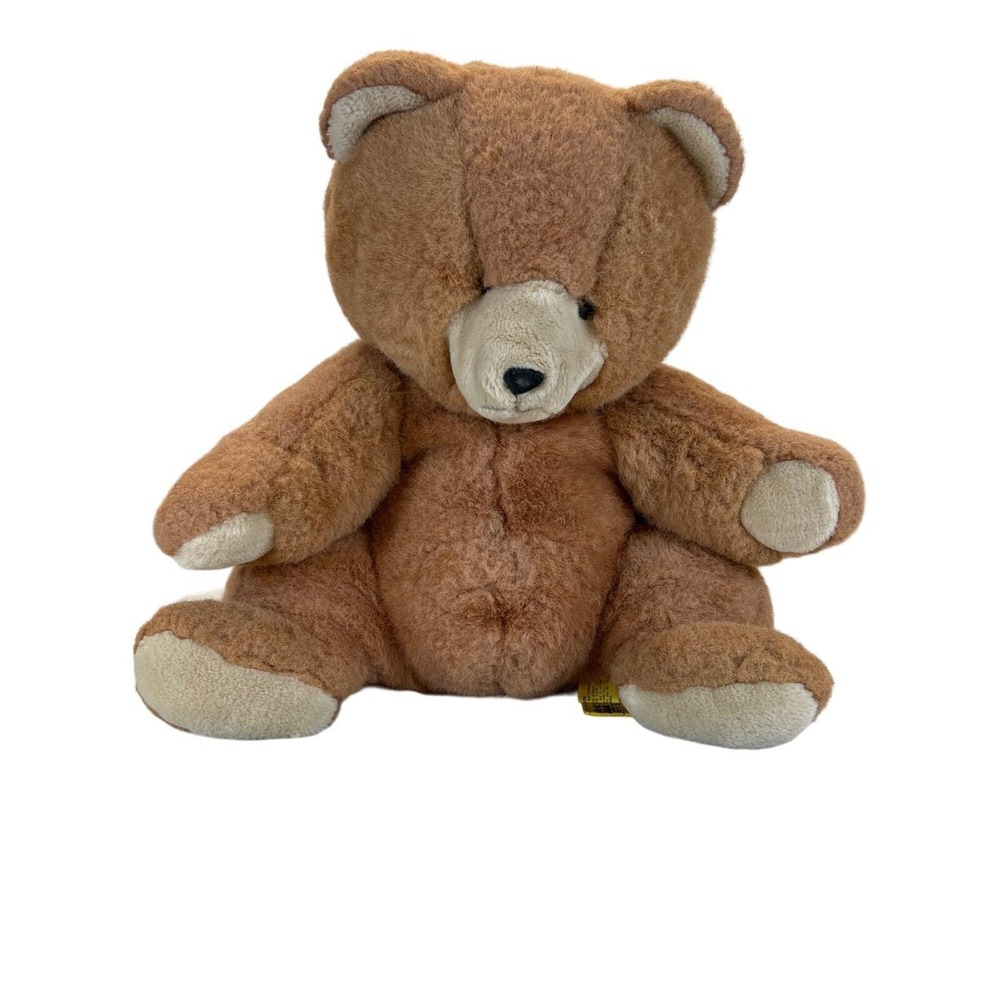Vtg 24K Polar Puff Special Effects Brown Teddy Bear 12" Jingle Bell Tail Plush